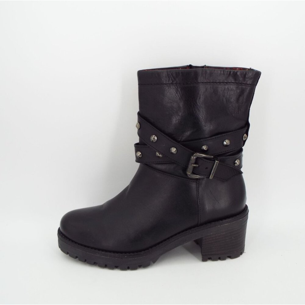 Coach and Four Vio Black Leather Studded Grunge Moto Boots Size 7M - Picture 10 of 12